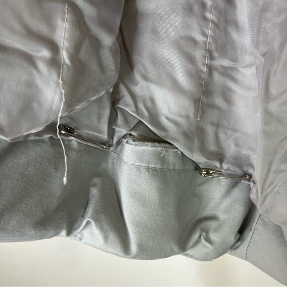 Saxton Hall | Vintage Down Feather Women's Light Gray Hooded Puffy Coat M Petite - Picture 7 of 10